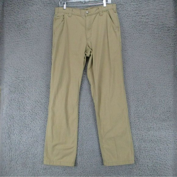 Carhartt Pants Mens 34x34 Brown Stretch Mid Rise Relaxed Fit Canvas Work